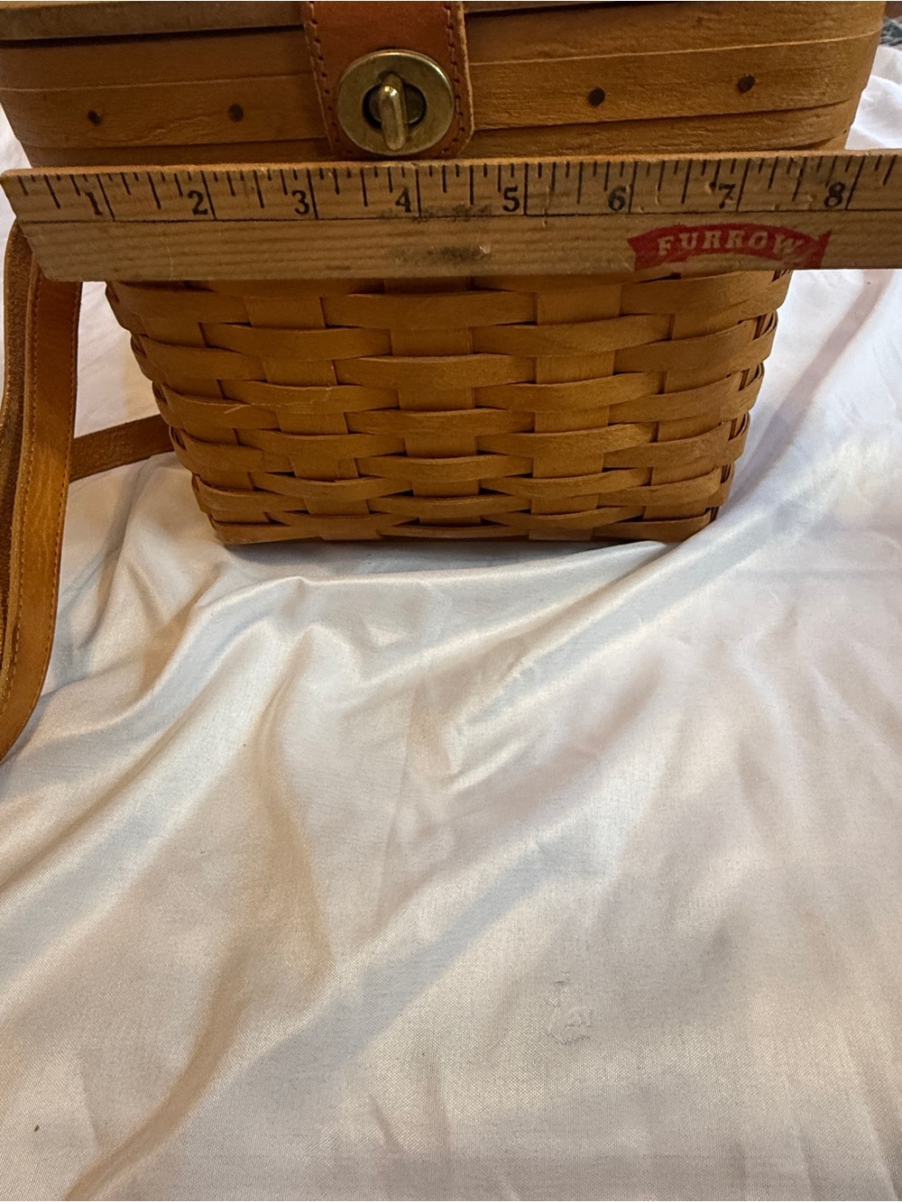 Longaberger Tan Woven Leather Crossbody with Turn-Lock - Picture 10 of 10
